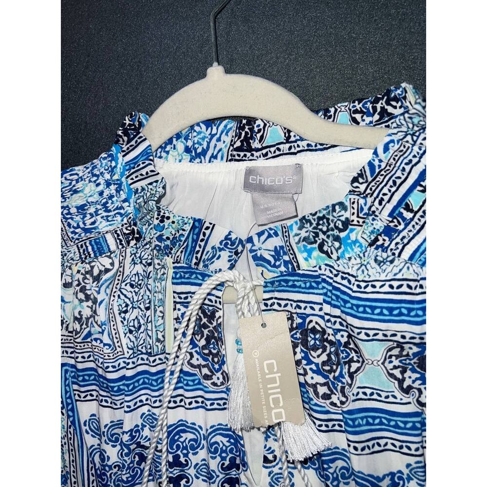 Chico’s Maxi Dress Size 1 Boho Geometric Tile Print Peasant Costal Beach A009018 - Picture 7 of 12